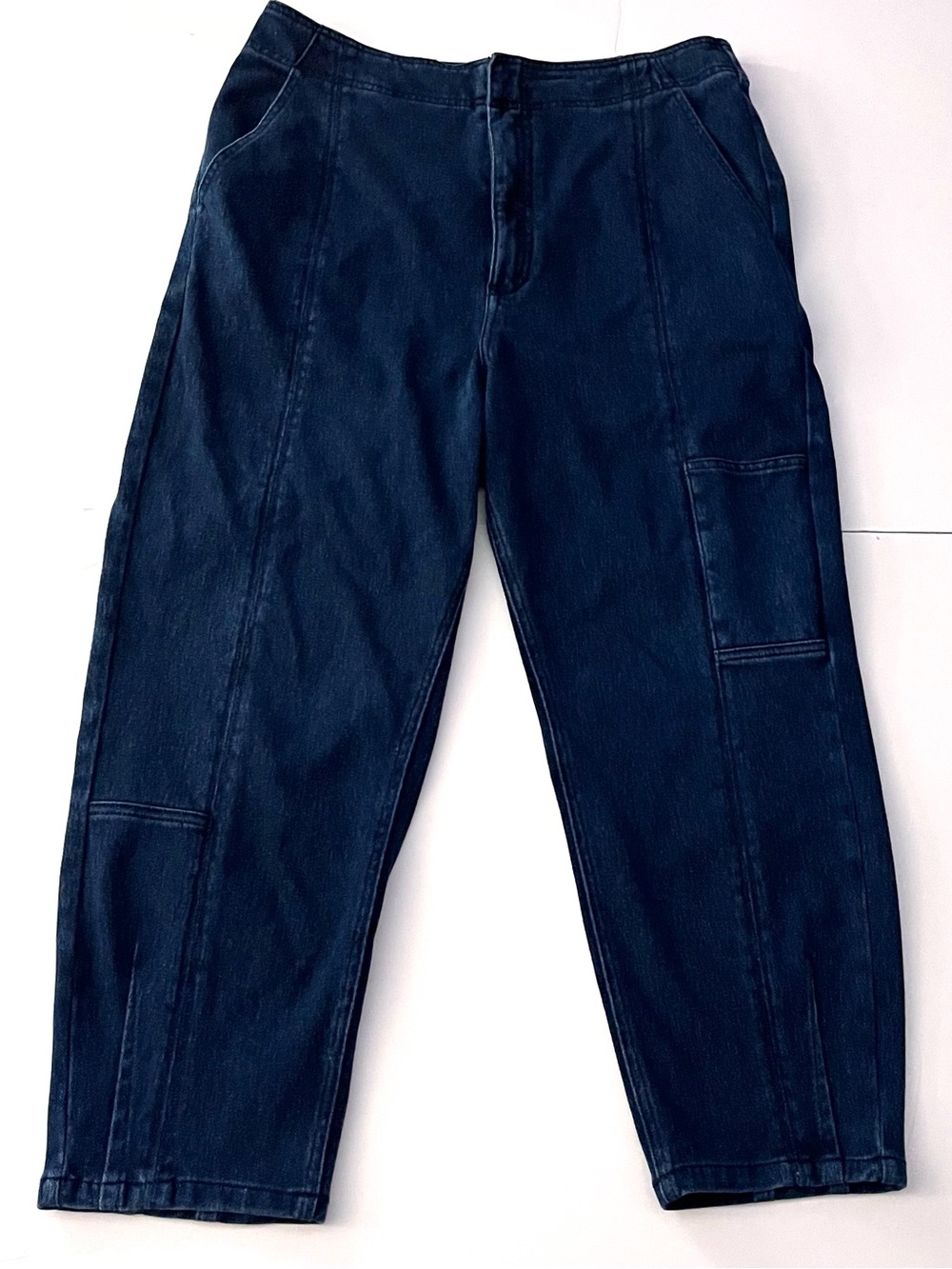 Pilcro Anthropologie Seamed Knit Denim Cargo Joggers - Dark Wash - 32